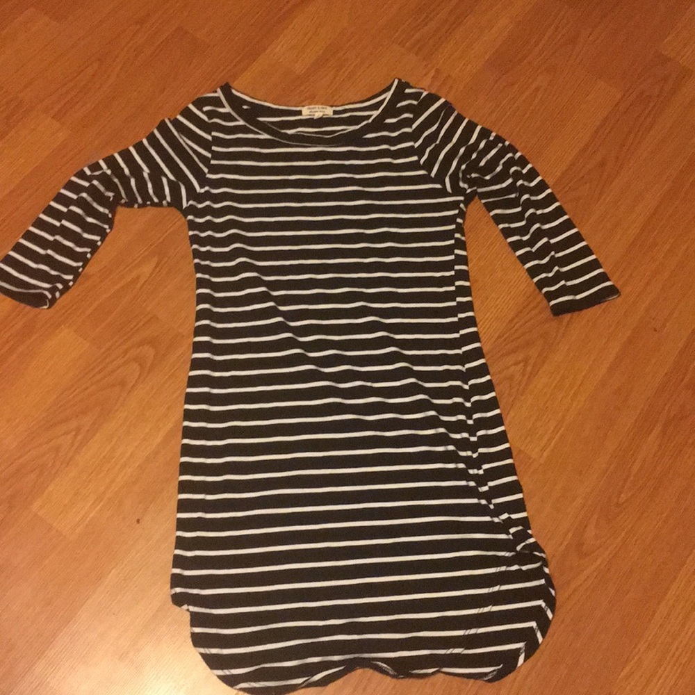 Black and white striped mid thigh length